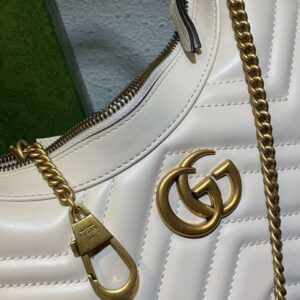 Gucci GG Marmont Half Moon Luxury Handbag White 24cm