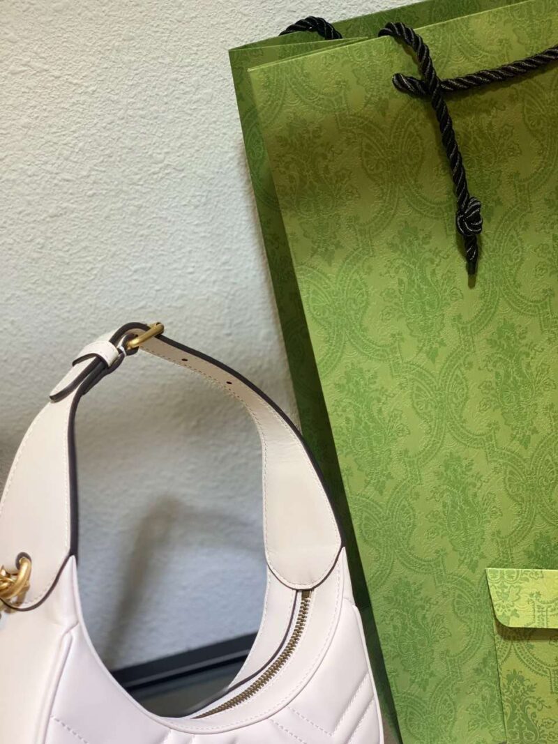 Gucci GG Marmont Half Moon Luxury Handbag White 24cm