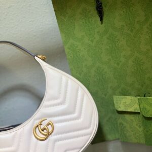 Gucci GG Marmont Half Moon Luxury Handbag White 24cm