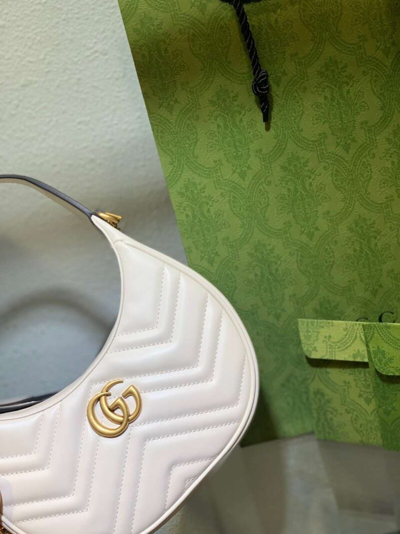 Gucci GG Marmont Half Moon Luxury Handbag White 24cm