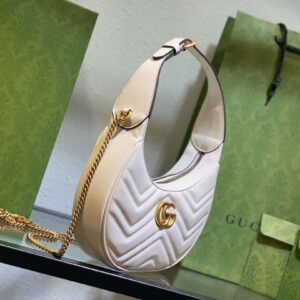 Gucci GG Marmont Half Moon Luxury Handbag White 24cm