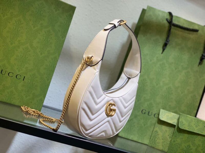 Gucci GG Marmont Half Moon Luxury Handbag White 24cm
