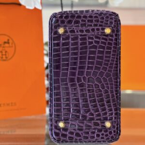 Hermes Birkin 30 Purple/Red Genuine Crocodile Leather Gold Hardware