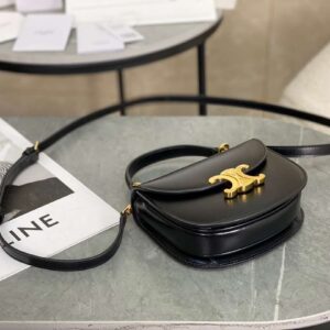 Celine Handle Black Wrinkled Leather 15.5×11.5x5cm