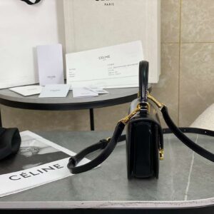 Celine Handle Black Wrinkled Leather 15.5×11.5x5cm