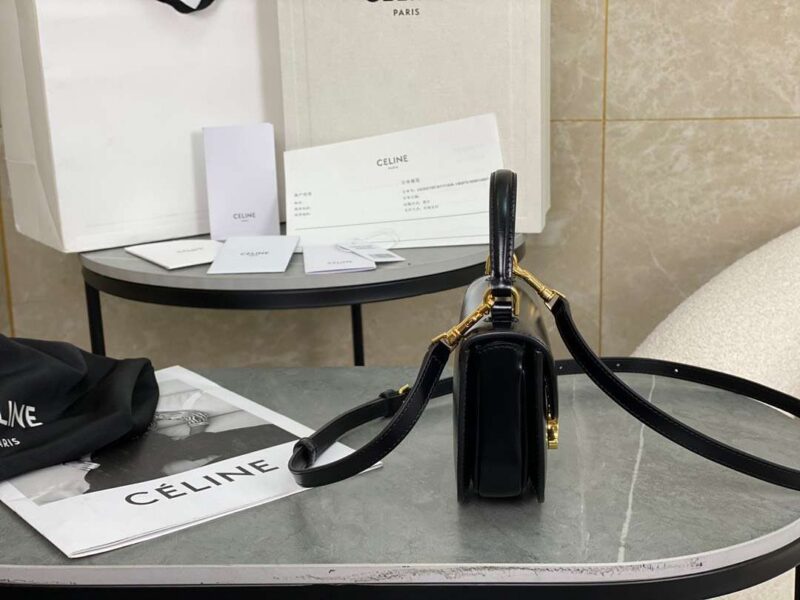 Celine Handle Black Wrinkled Leather 15.5×11.5x5cm