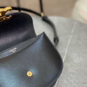 Celine Handle Black Wrinkled Leather 15.5×11.5x5cm