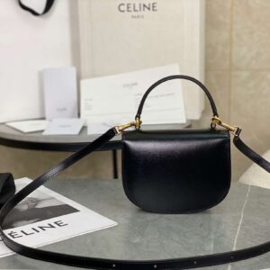 Celine Handle Black Wrinkled Leather 15.5×11.5x5cm