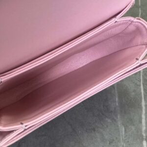 Celine Handle Shiny Wrinkled Leather Pink 15.5×11.5x5cm