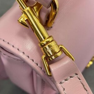 Celine Handle Shiny Wrinkled Leather Pink 15.5×11.5x5cm