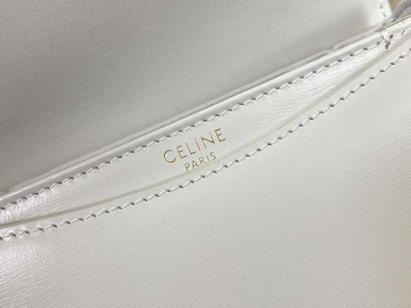 Celine Handle White Smooth Leather 15.5×11.5x5cm