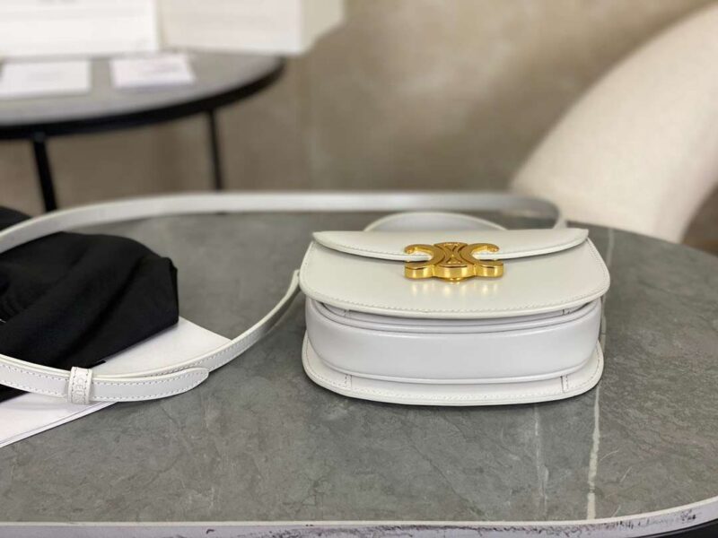 Celine Handle White Smooth Leather 15.5×11.5x5cm