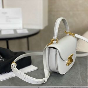 Celine Handle White Smooth Leather 15.5×11.5x5cm