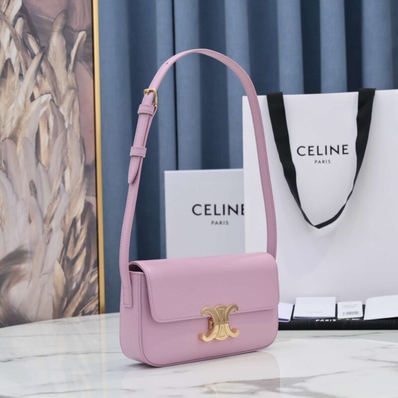 Celine Triomphe Handbag Replica 11 Pink Super Smooth Leather 20x12cm