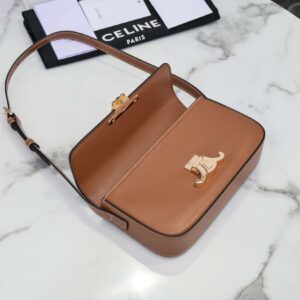 Celine Triomphe Brown Handbag Super Premium Super Smooth Leather 20x12cm