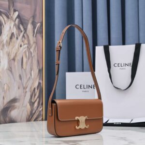 Celine Triomphe Brown Handbag Super Premium Super Smooth Leather 20x12cm