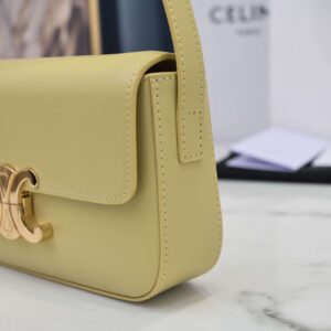 Celine Triomphe Handbag Bright Yellow Super Smooth Leather 20x12cm