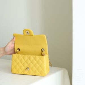 Chanel Classic Flap Mini Like Auth Handbag Woman’s Yellow 20cm