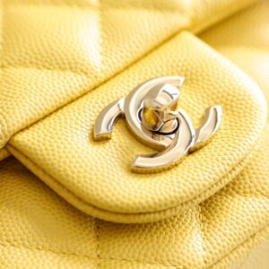 Chanel Classic Flap Mini Like Auth Handbag Woman’s Yellow 20cm