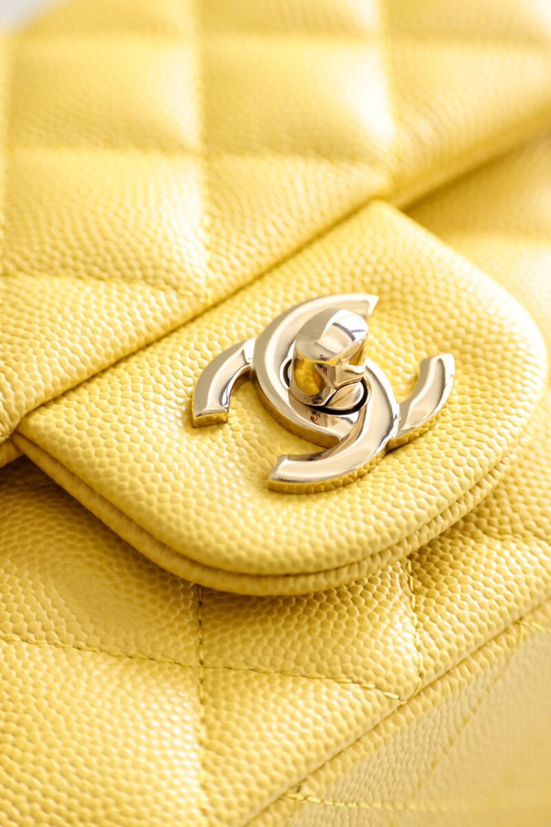 Chanel Classic Flap Mini Like Auth Handbag Woman’s Yellow 20cm