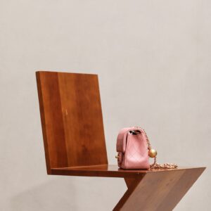 Chanel Classic Woman’s 11 Handbag Pink With Bag Handle Bell 18cm