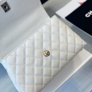 Chanel Coco Replica 11 Handbag Lizard Skin White With Lock Gold 23cm