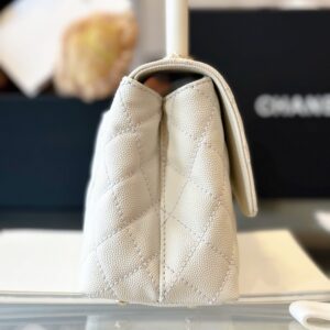 Chanel Coco Replica 11 Handbag Lizard Skin White With Lock Gold 23cm