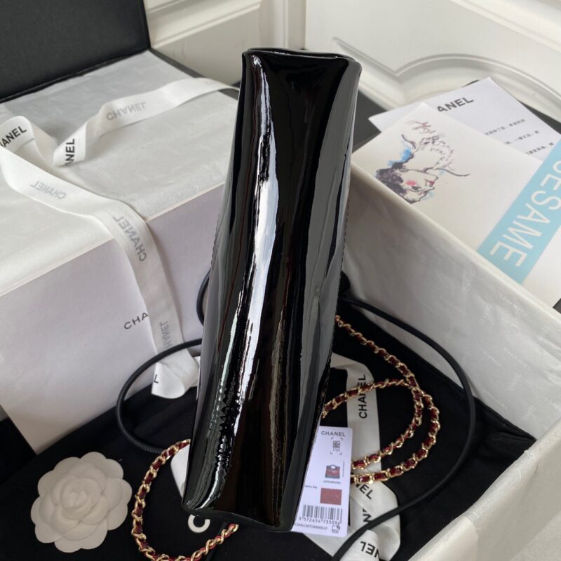 Chanel Mini Shopping Bag Handbags Red Shiny Leather 31cm