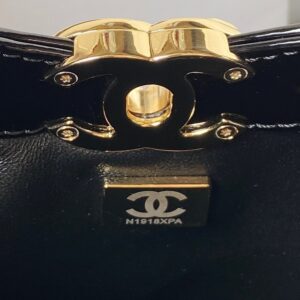 Chanel Mini Shopping Bag Handbags Shiny Leather Lock Gold 31cm