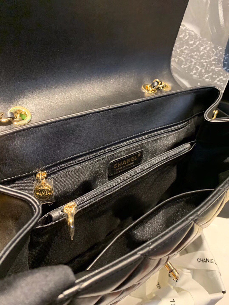 Chanel Shopping Handbags Woman’s Black Leather 33x23x11cm