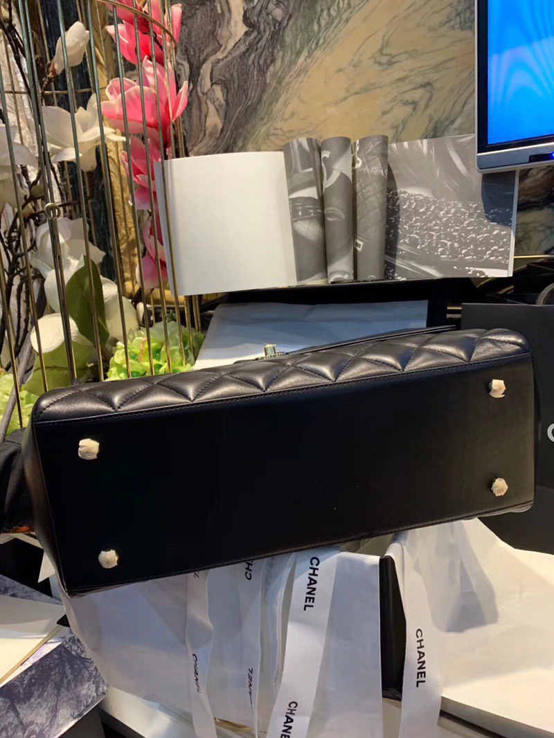 Chanel Shopping Handbags Woman’s Black Leather 33x23x11cm