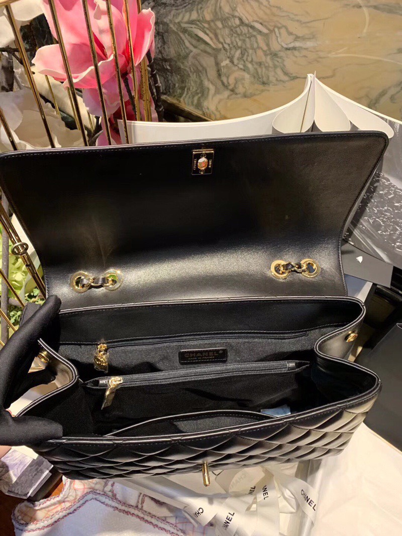 Chanel Shopping Handbags Woman’s Black Leather 33x23x11cm