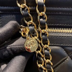 Chanel Shopping Handbags Woman’s Black Leather 33x23x11cm