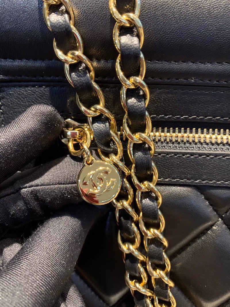 Chanel Shopping Handbags Woman’s Black Leather 33x23x11cm