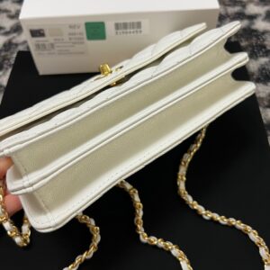 Chanel Woc Charm Handbags White Lizard Skin With Lock Pattern Bag 20cm