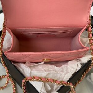 Chanel Woc Pink Handbags With Pearl Handle 11.5×14.5×5.5cm