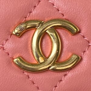 Chanel Woc Pink Handbags With Pearl Handle 11.5×14.5×5.5cm