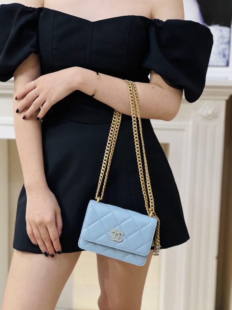 Chanel Woc Mini 11 Handbag Woman’s Blue Smooth Leather 15cm