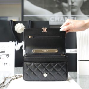 Chanel Woc Handbags Lock Silver Mix Handle Leather 19x12cm