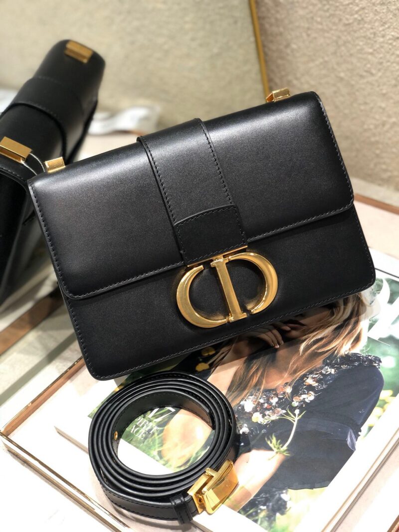Dior 30 Montaigne Super High-Quality Women’s Handbag Black with Gold Lock 24x17x8cm
