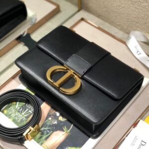 Dior 30 Montaigne Super High-Quality Women’s Handbag Black with Gold Lock 24x17x8cm