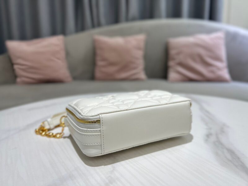 Dior Plaid Replica 1:1 High Quality Handbag Smooth White Leather 18cm