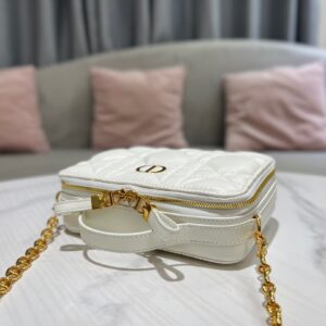 Dior Plaid Replica 1:1 High Quality Handbag Smooth White Leather 18cm