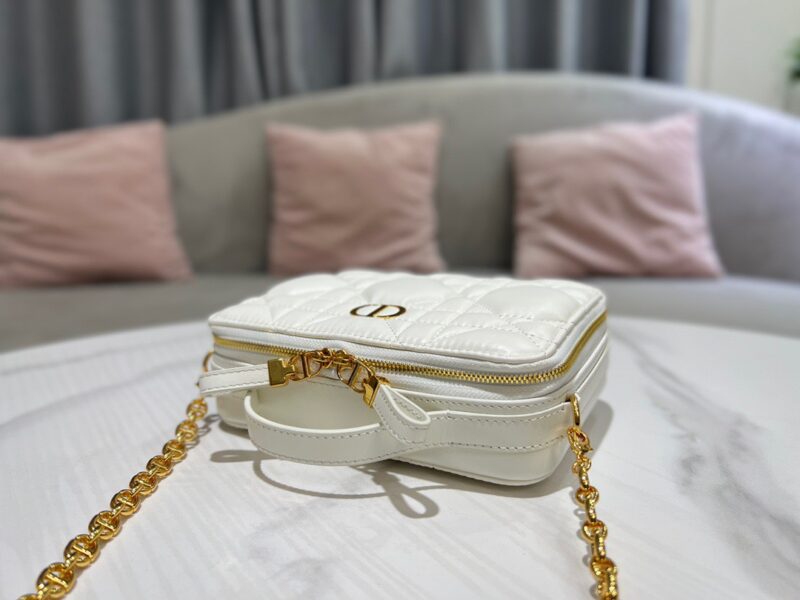 Dior Plaid Replica 1:1 High Quality Handbag Smooth White Leather 18cm