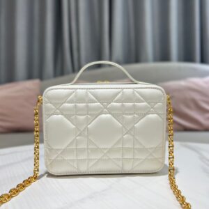 Dior Plaid Replica 1:1 High Quality Handbag Smooth White Leather 18cm