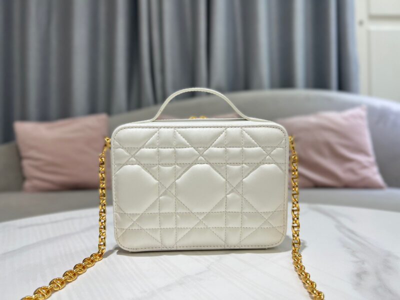 Dior Plaid Replica 1:1 High Quality Handbag Smooth White Leather 18cm