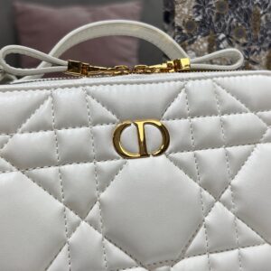 Dior Plaid Replica 1:1 High Quality Handbag Smooth White Leather 18cm