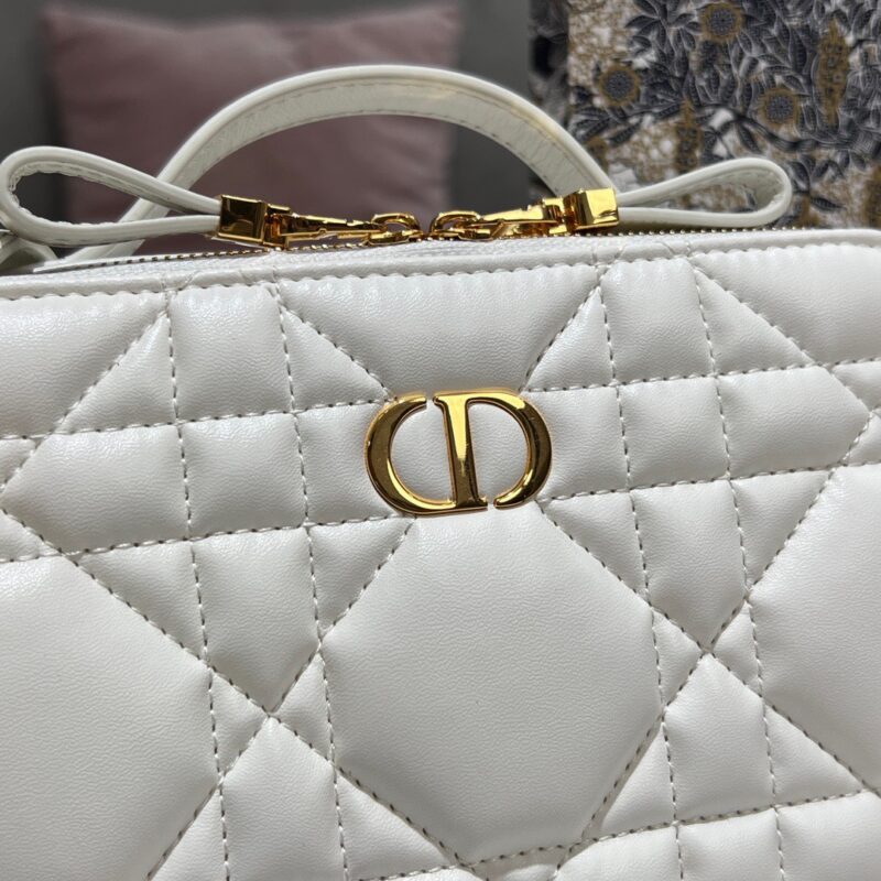 Dior Plaid Replica 1:1 High Quality Handbag Smooth White Leather 18cm