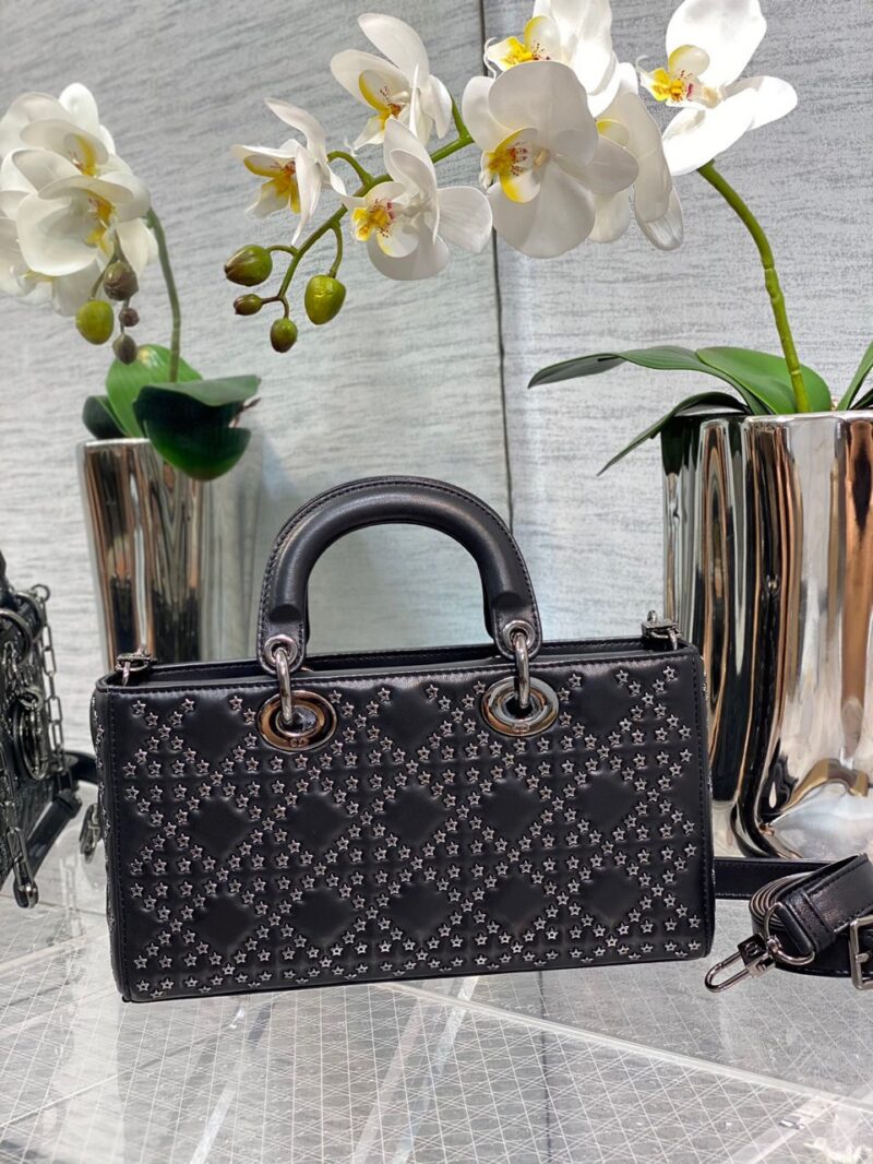 Dior D-Joy Super Premium Black Handbag With Star Studs 26cm