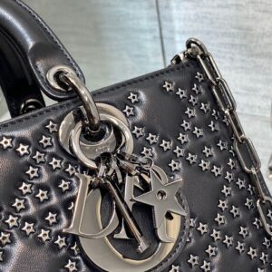 Dior D-Joy Super Premium Black Handbag With Star Studs 26cm